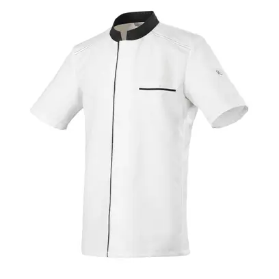 Veste de cuisine manches courtes blanche et noire homme - ABAX Visuel