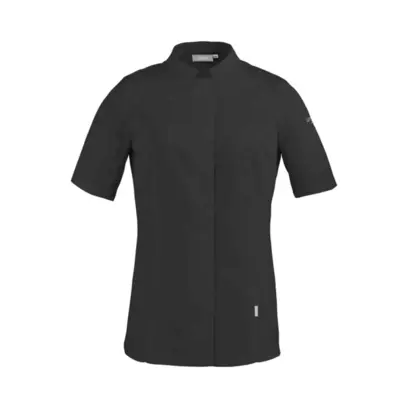 Veste de cuisine manches courtes noir femme – Pepper Visuel